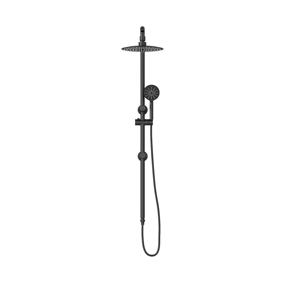 Welba 10" Rain Shower Head Set Round 3-Mode Handheld Shower Rail Set Black-Shower Heads-PEROZ Accessories