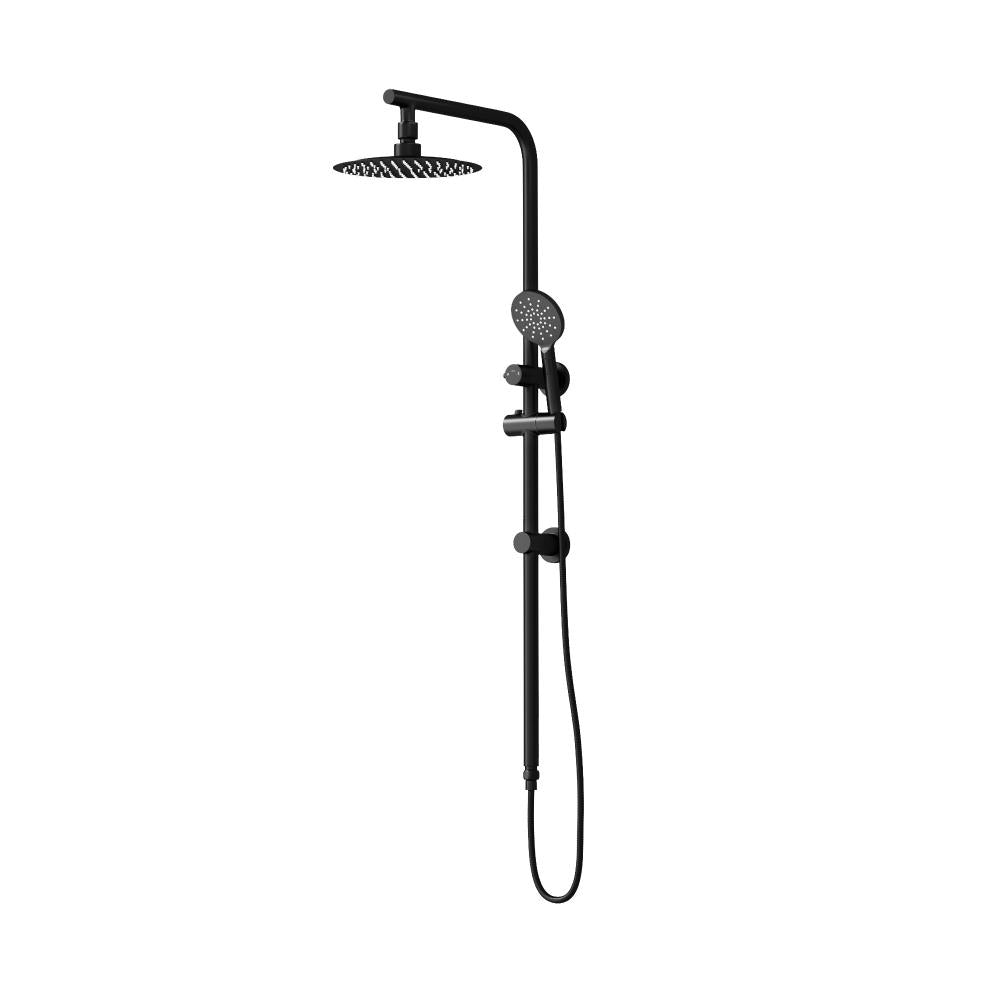 Welba 10" Rain Shower Head Set Round 3-Mode Handheld Shower Rail Set Black-Shower Heads-PEROZ Accessories