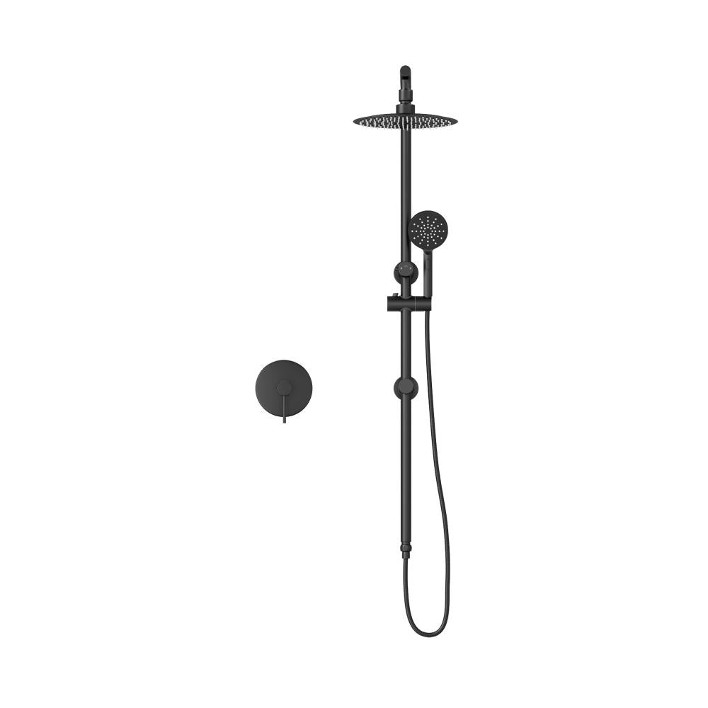 Welba 10" Rain Shower Head Set Round Handheld With Shower Mixer Tap Black-Shower Heads-PEROZ Accessories
