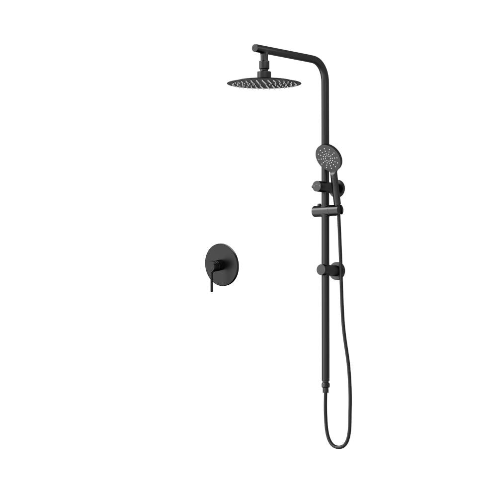 Welba 10" Rain Shower Head Set Round Handheld With Shower Mixer Tap Black-Shower Heads-PEROZ Accessories