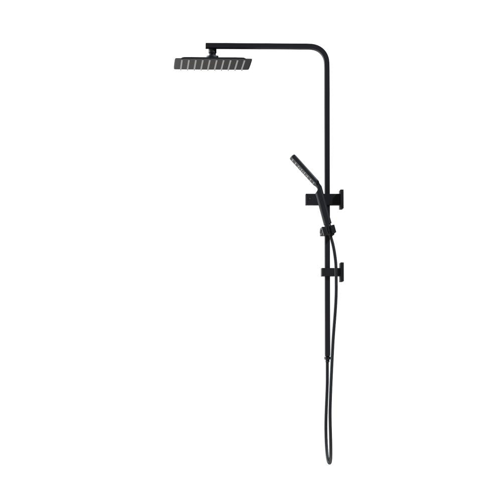 Welba 10" Rain Shower Head Set Square 3-Mode Handheld Shower Rail Set Black-Shower Heads-PEROZ Accessories