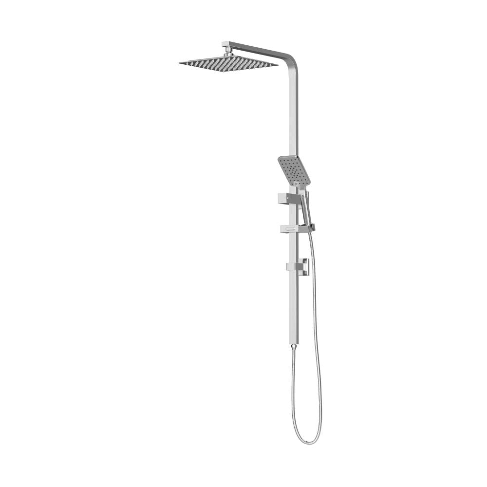 Welba 10" Rain Shower Head Set Square 3-Mode Handheld Shower Rail Set Chrome-Shower Heads-PEROZ Accessories