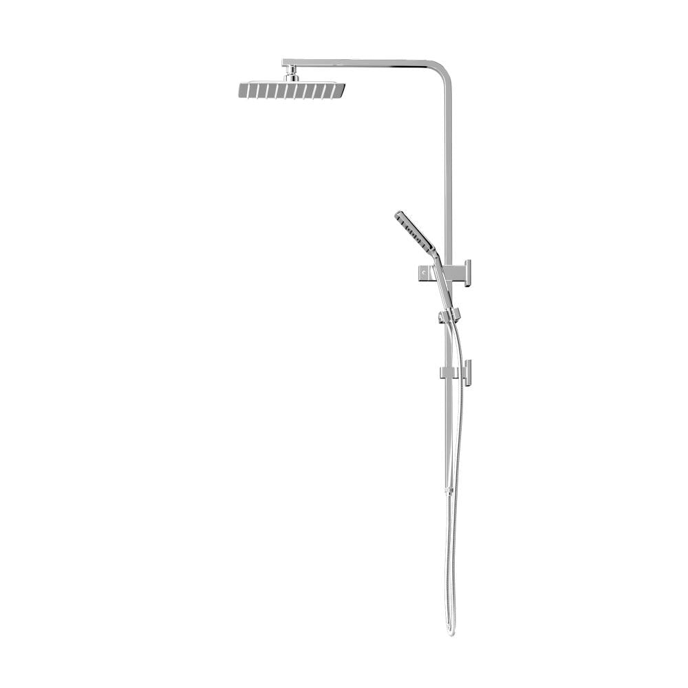 Welba 10" Rain Shower Head Set Square 3-Mode Handheld Shower Rail Set Chrome-Shower Heads-PEROZ Accessories