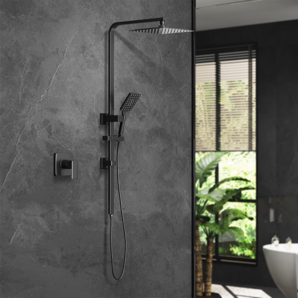 Welba 10" Rain Shower Head Set Square Handheld With Shower Mixer Tap Black-Shower Heads-PEROZ Accessories