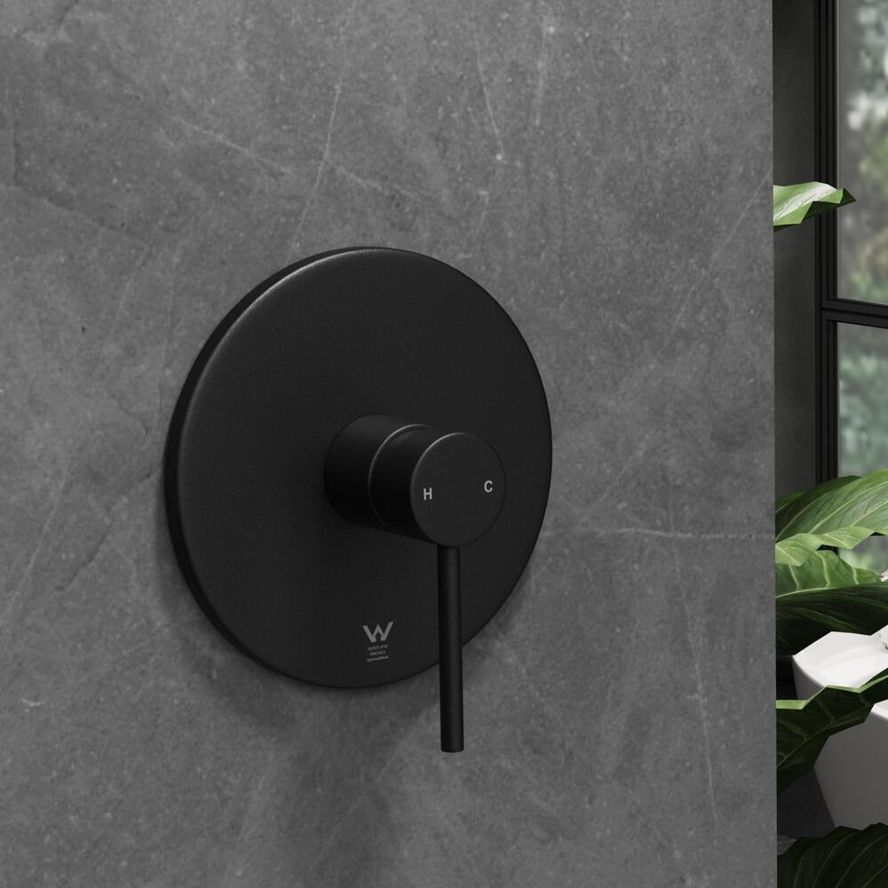 Welba Shower Mixer Tap Bathroom Wall Tapware Brass Tapware Round Black-Shower Heads-PEROZ Accessories