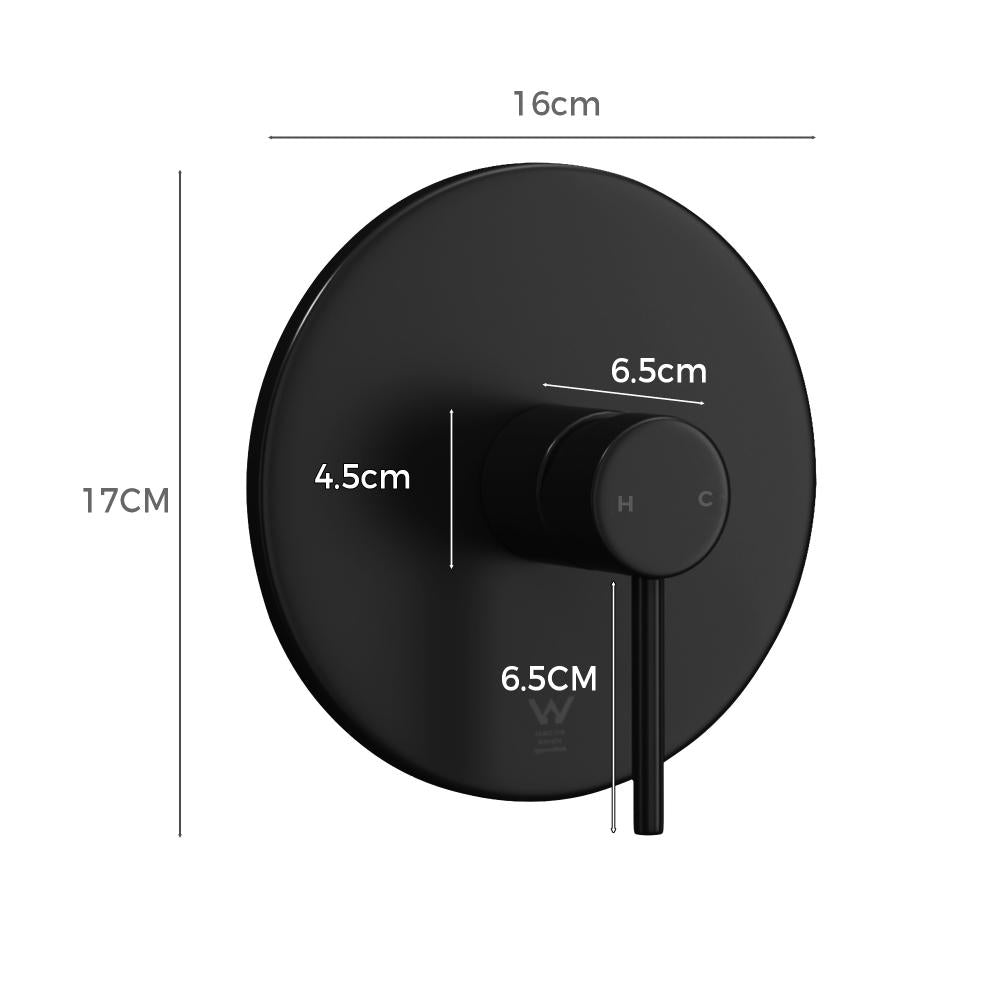 Welba Shower Mixer Tap Bathroom Wall Tapware Brass Tapware Round Black-Shower Heads-PEROZ Accessories