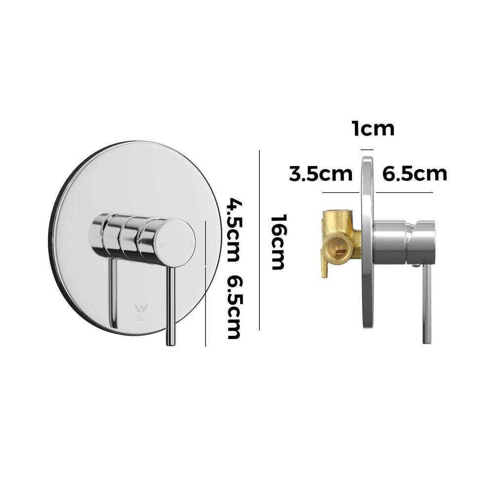 Welba Shower Mixer Tap Bathroom Wall Tapware Brass Tapware Round Chrome-Shower Heads-PEROZ Accessories