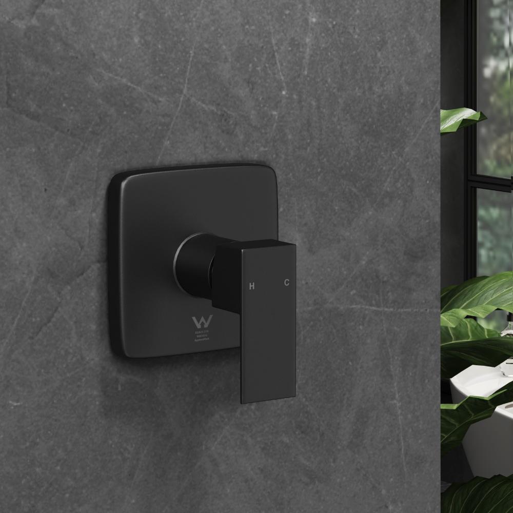Welba Shower Mixer Tap Bathroom Wall Tapware Brass Tapware Square Black-Shower Heads-PEROZ Accessories