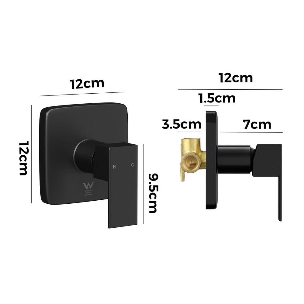 Welba Shower Mixer Tap Bathroom Wall Tapware Brass Tapware Square Black-Shower Heads-PEROZ Accessories