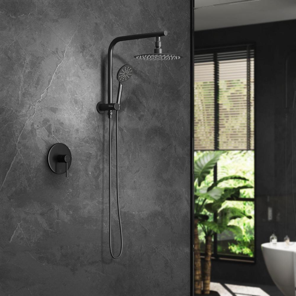 Welba 10" Rain Shower Head Set With Mixer Round 3-Mode Handheld Shower Black-Shower Heads-PEROZ Accessories