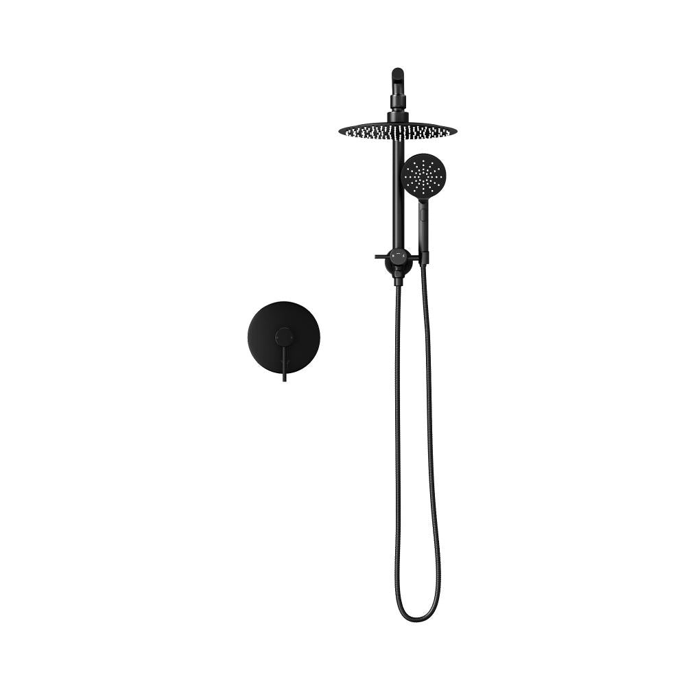 Welba 10" Rain Shower Head Set With Mixer Round 3-Mode Handheld Shower Black-Shower Heads-PEROZ Accessories