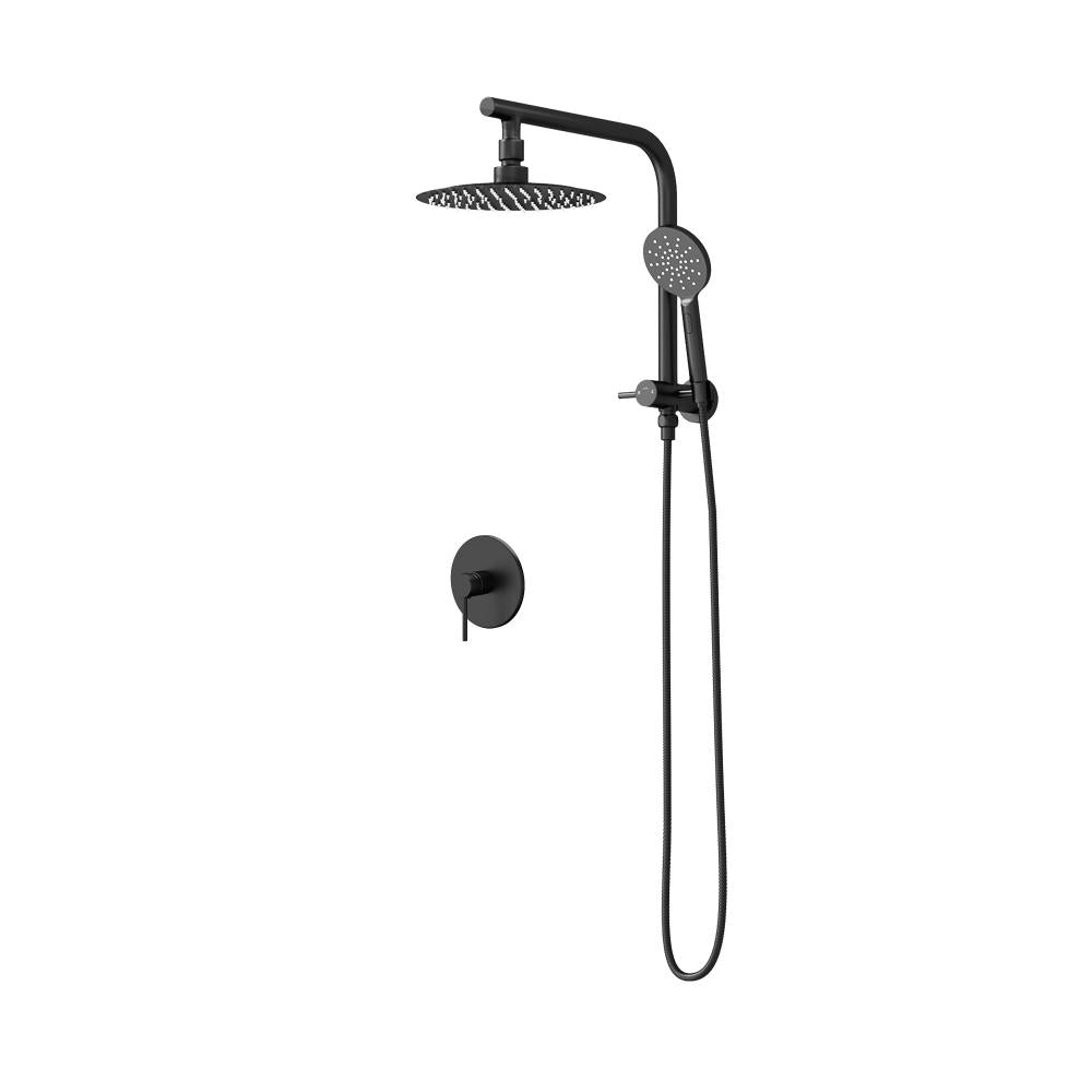 Welba 10" Rain Shower Head Set With Mixer Round 3-Mode Handheld Shower Black-Shower Heads-PEROZ Accessories