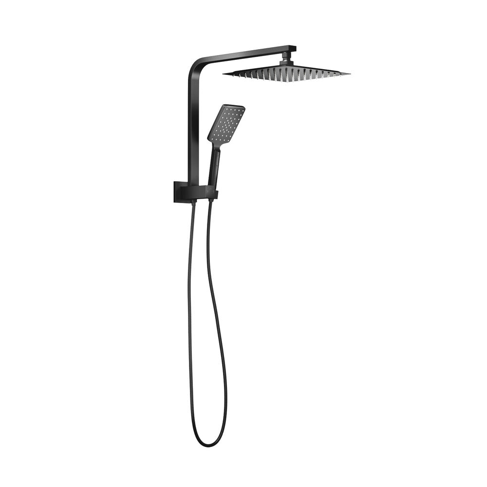 Welba 10" Rain Shower Head Set Square 3-Mode Handheld Shower Gooseneck Black-Shower Heads-PEROZ Accessories