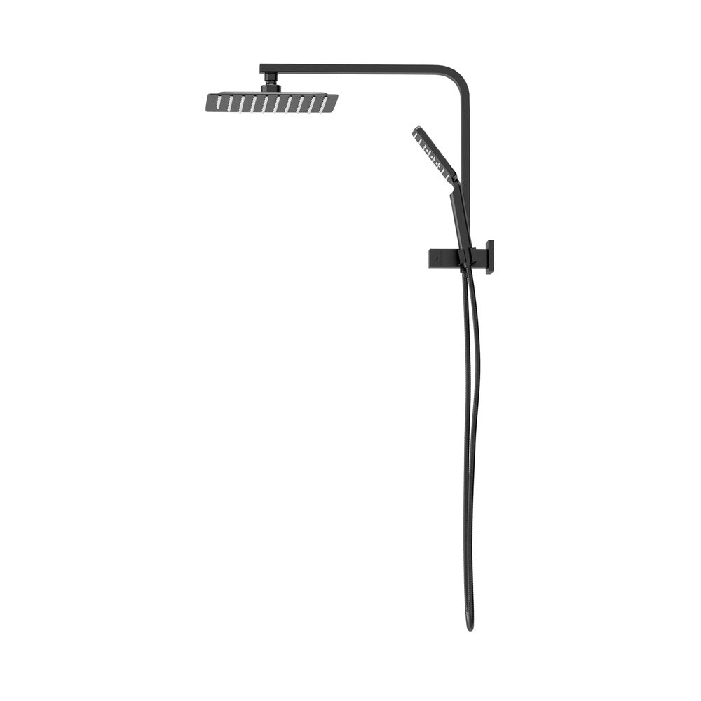 Welba 10" Rain Shower Head Set Square 3-Mode Handheld Shower Gooseneck Black-Shower Heads-PEROZ Accessories