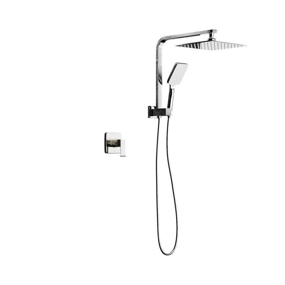 Welba 10" Rain Shower Head Set With Mixer Square 3-Mode Handheld Shower Black-Shower Heads-PEROZ Accessories