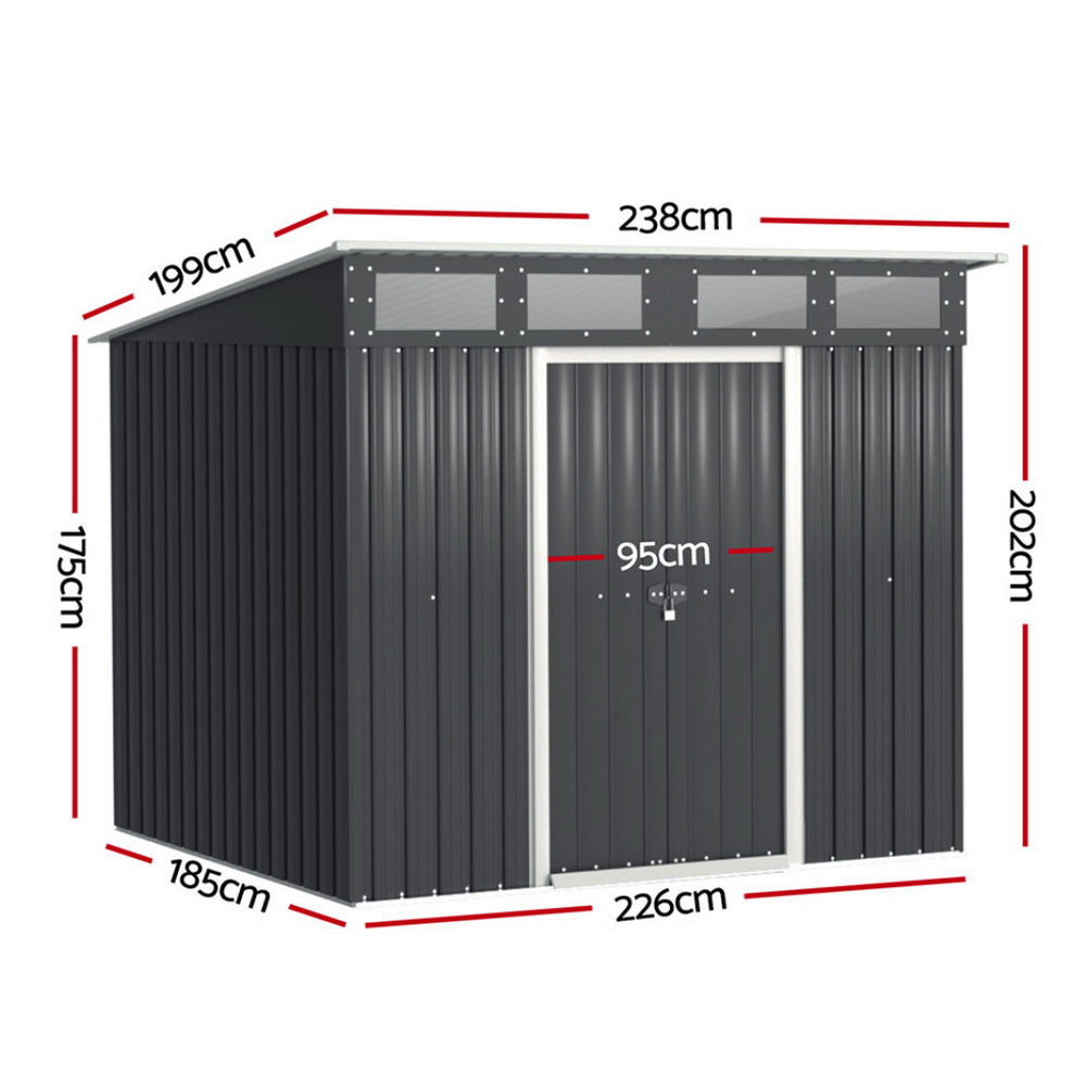 Giantz Garden Shed 2.38x1.99M Outdoor Storage Tool Workshop House Shelter-Home & Garden > Storage > Sheds-PEROZ Accessories