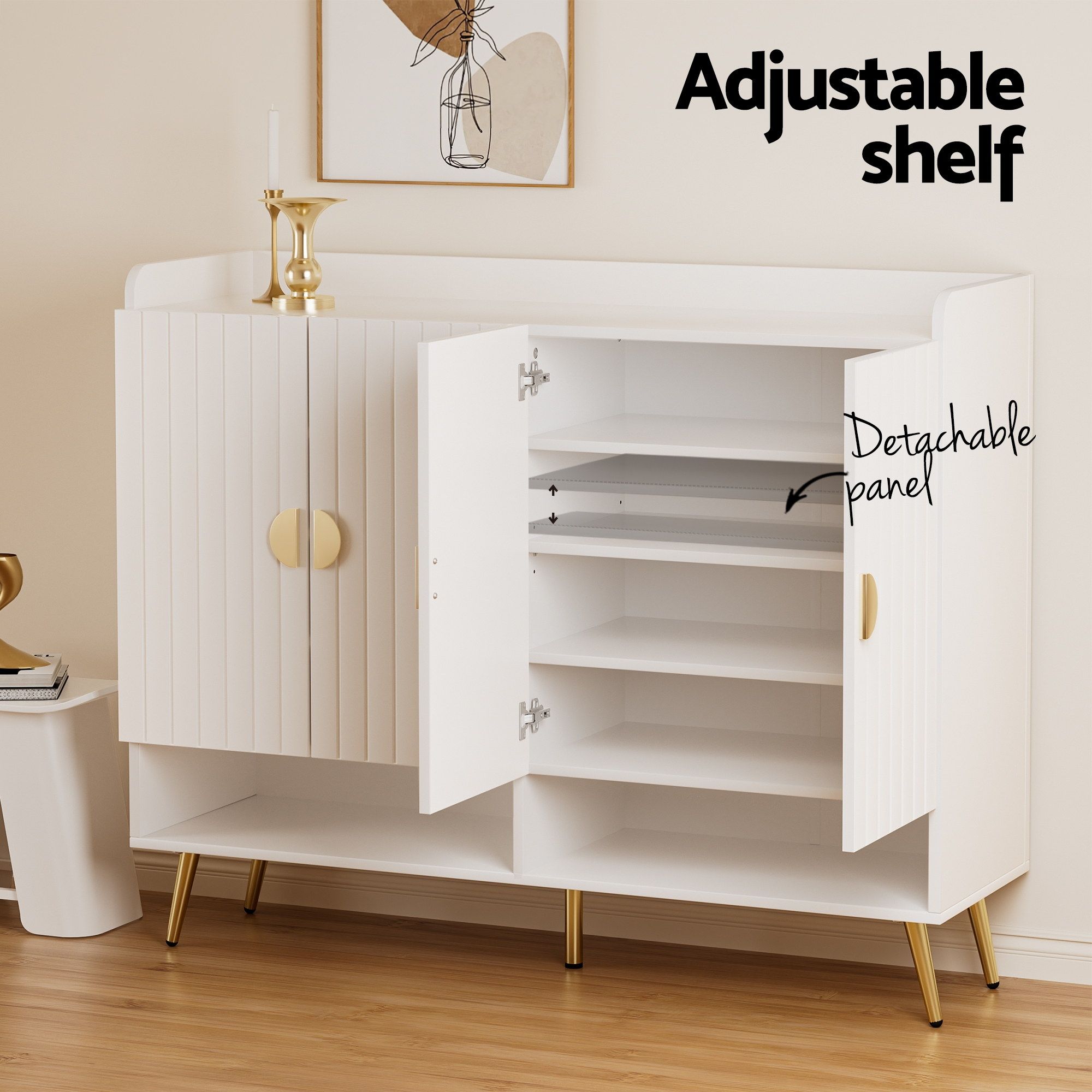 Artiss Shoe Rack Cabinet & Clothes Rack Set Storage Shelf White Pine-Furniture > Living Room > Shoe Storage-PEROZ Accessories