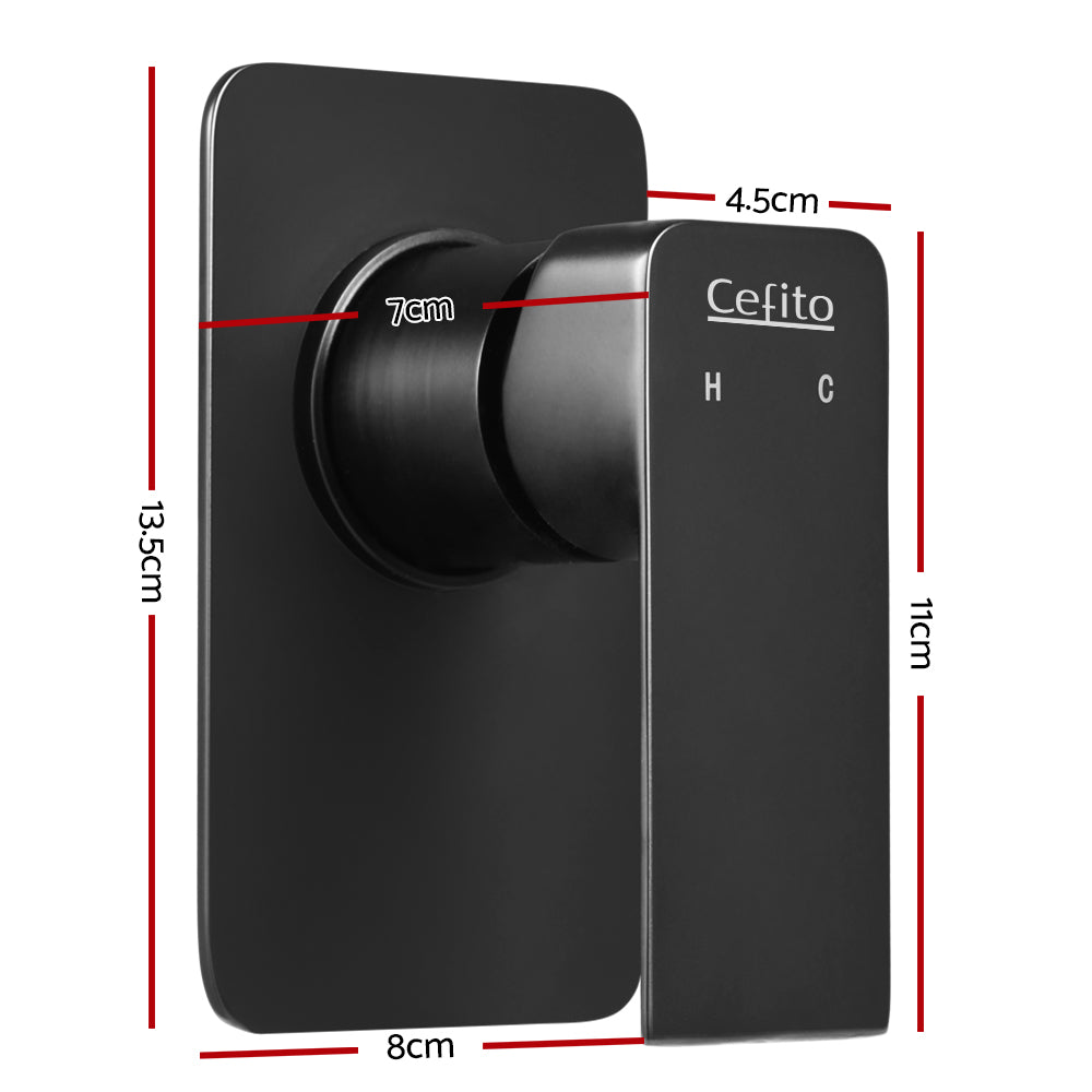 Cefito Shower Mixer Tap Wall Bath Taps Brass Hot Cold Basin Bathroom Black-Home & Garden > Bathroom Accessories > Shower Accessories-PEROZ Accessories