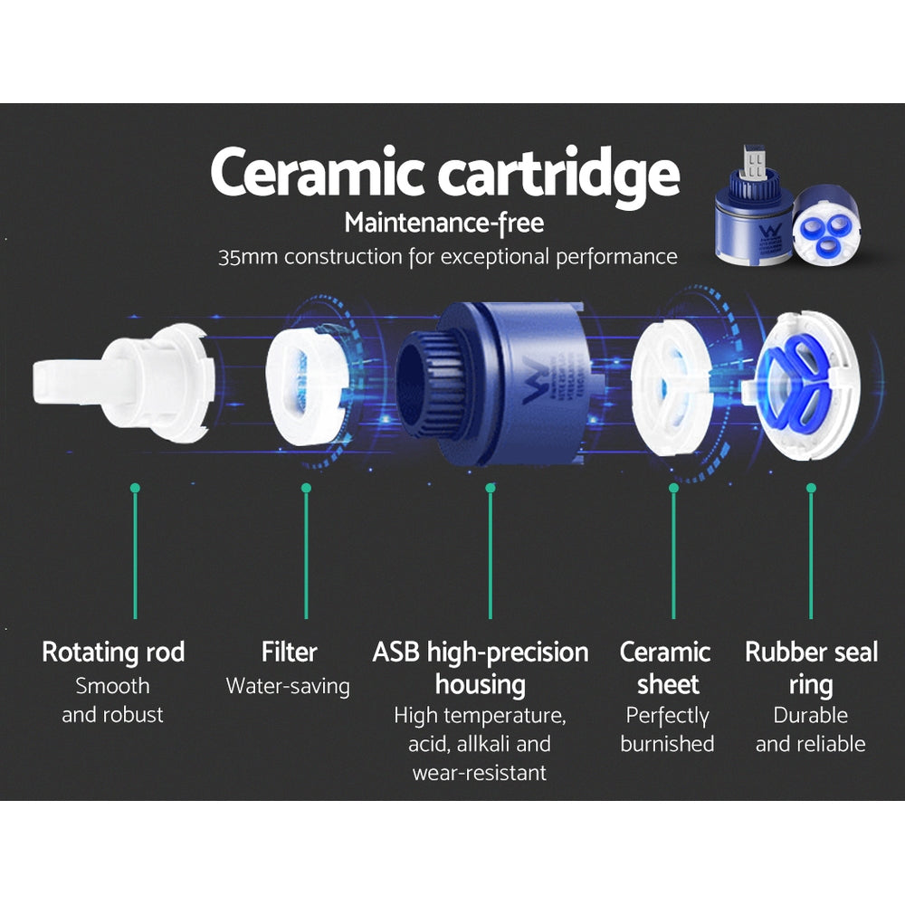 Cefito Shower Mixer Tap Wall Bath Taps Brass Hot Cold Basin Bathroom Black-Home & Garden > Bathroom Accessories > Shower Accessories-PEROZ Accessories