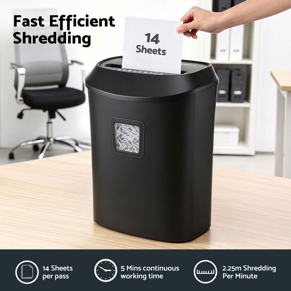 DEVANTI 25L Paper Shredder 14 Sheet P4 Cross Cut for Home Office-Commercial > Commercial Others > Office Supplies-PEROZ Accessories