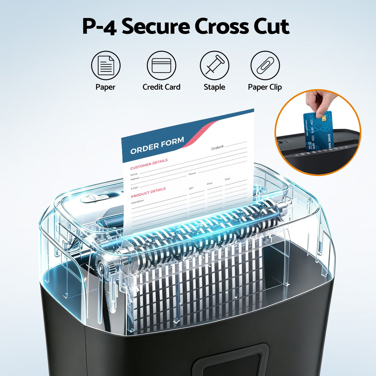 DEVANTI 25L Paper Shredder 14 Sheet P4 Cross Cut for Home Office-Commercial > Commercial Others > Office Supplies-PEROZ Accessories