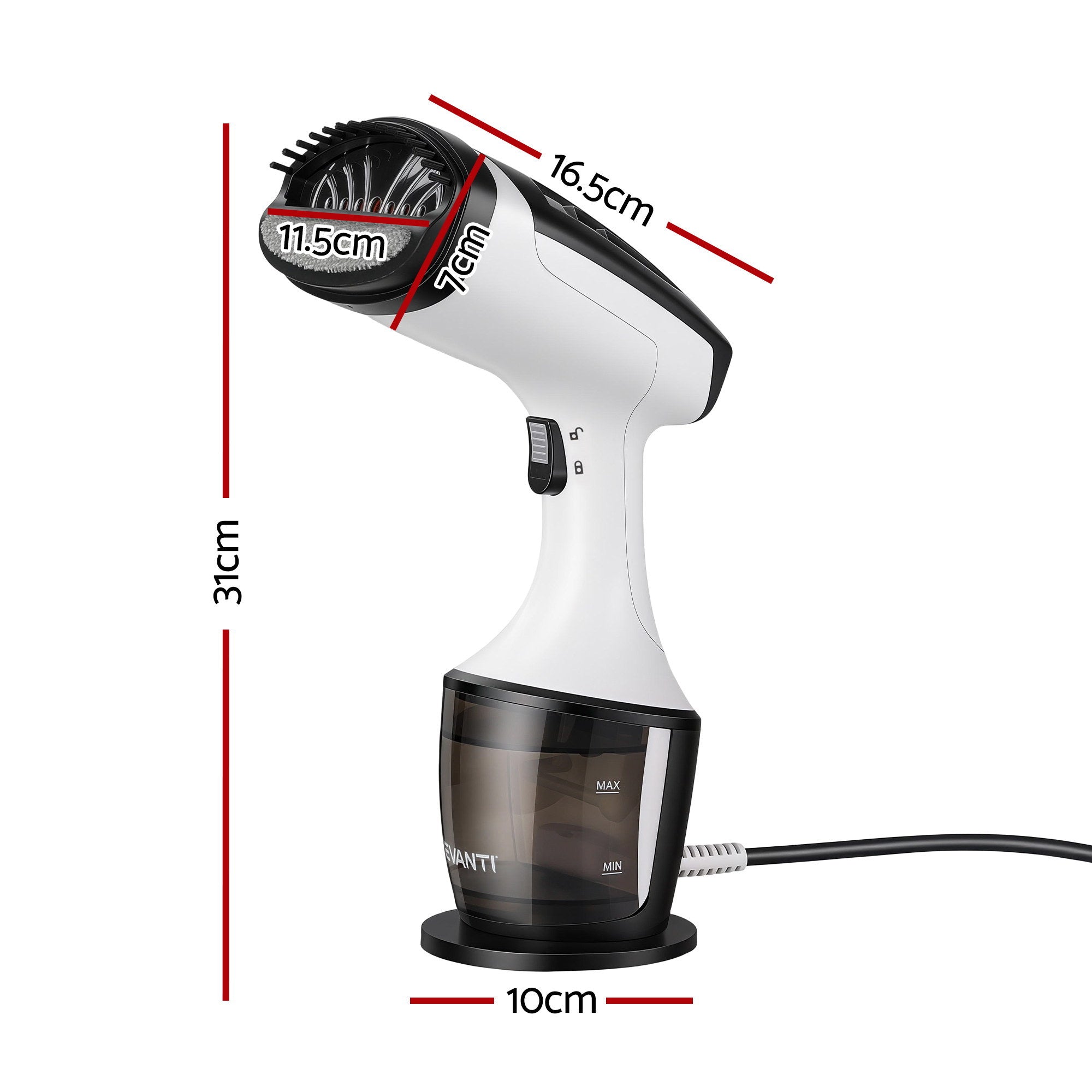 Devanti Clothes Steamer, 1500W Powerful Fast 30s Heat-Up Continuous Steam Lock 160ml Tank Fabric Brush Portable Handheld Steam Iron for Home Travel Business Trip-Appliances > Washers, Dryers & Irons > Irons & Ironing Systems-PEROZ Accessories