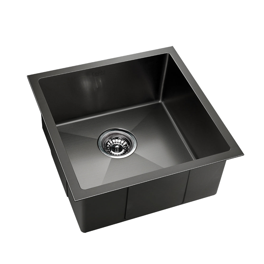 Cefito Kitchen Sink 51X45CM Stainless Steel Basin Single Bowl Black-Furniture > Dining > Kitchen Sinks-PEROZ Accessories