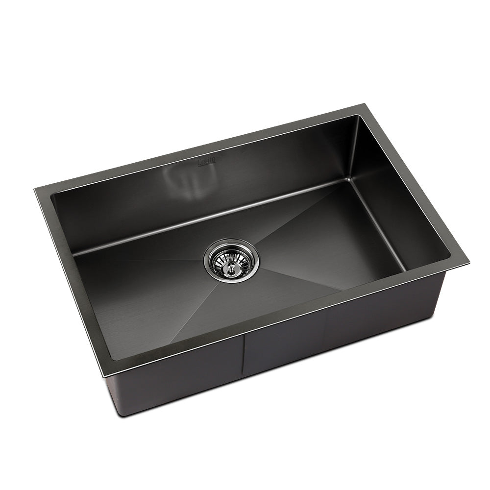 Cefito Kitchen Sink 70X45CM Stainless Steel Basin Single Bowl Black-Furniture > Dining > Kitchen Sinks-PEROZ Accessories