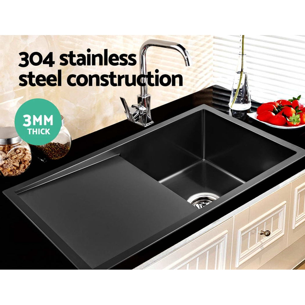 Cefito Kitchen Sink 75X45CM Stainless Steel Basin Single Bowl Black-Furniture > Dining > Kitchen Sinks-PEROZ Accessories