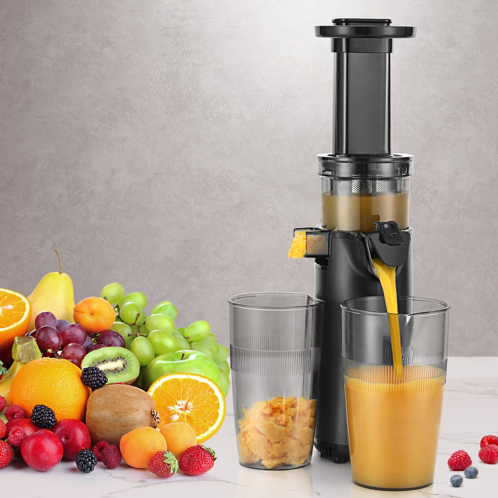 Devanti Slow Juicer Cold Press Fruit Juice Extractor 130W Black-Appliances > Kitchen Appliances-PEROZ Accessories
