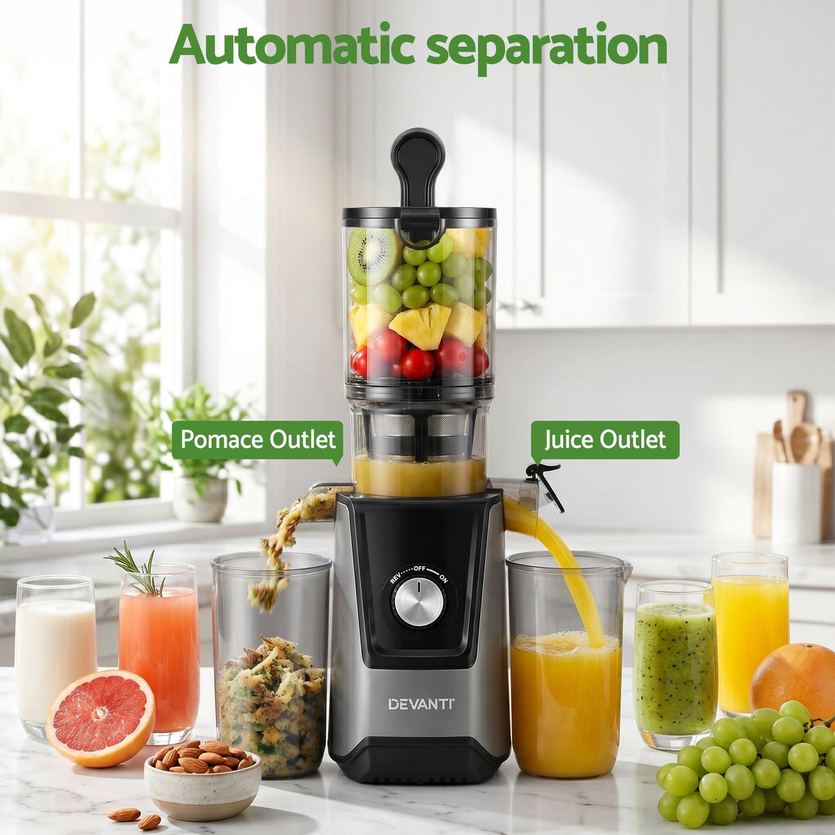 DEVANTI Slow Juicer Cold Press 200W for Fruit Vegetable Juice-Commercial > Commercial Others > Distilling & Brewing-PEROZ Accessories