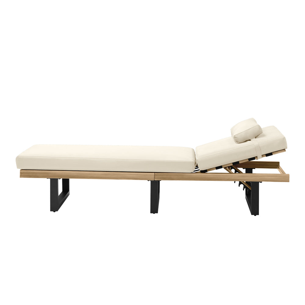 Livsip Sun Lounge Outdoor Lounger Day Bed Garden Patio Furniture Setting Beige-Sun Lounge-PEROZ Accessories
