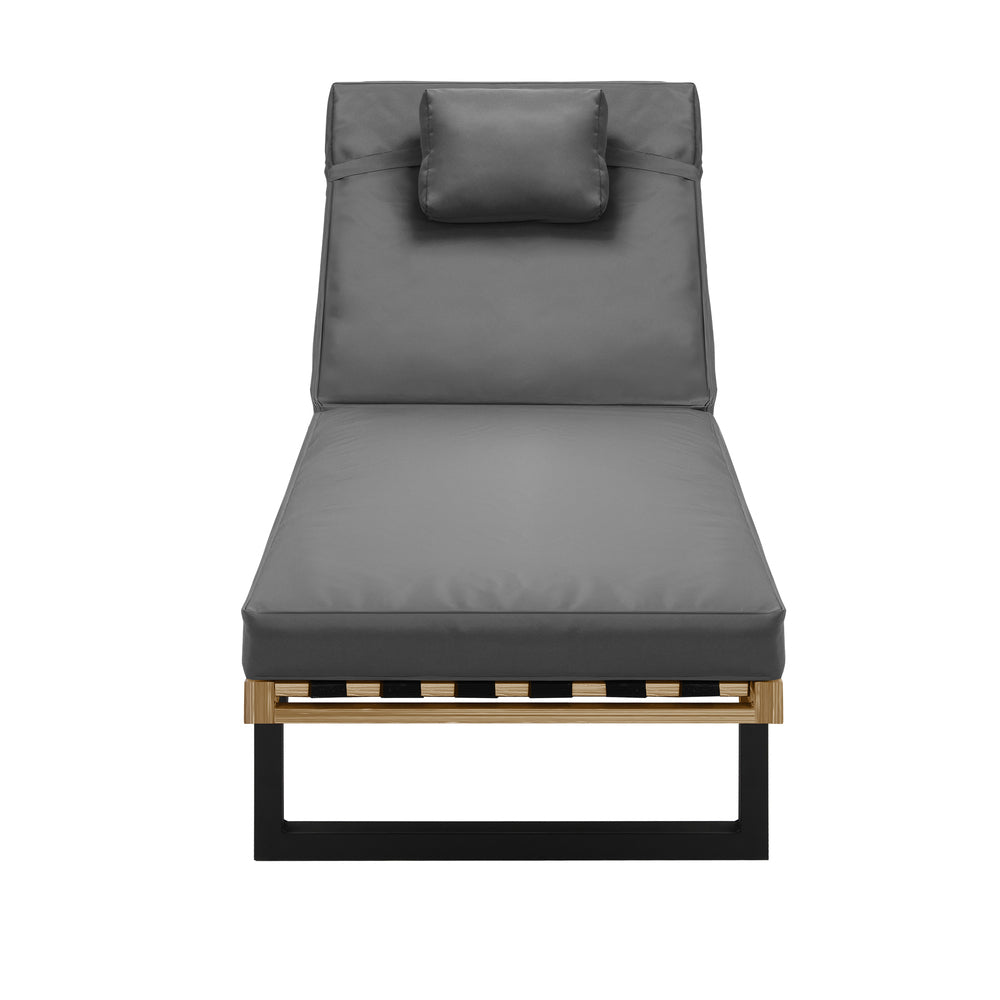 Livsip Sun Lounge Outdoor Lounger Day Bed Garden Patio Furniture Setting Grey-Sun Lounge-PEROZ Accessories