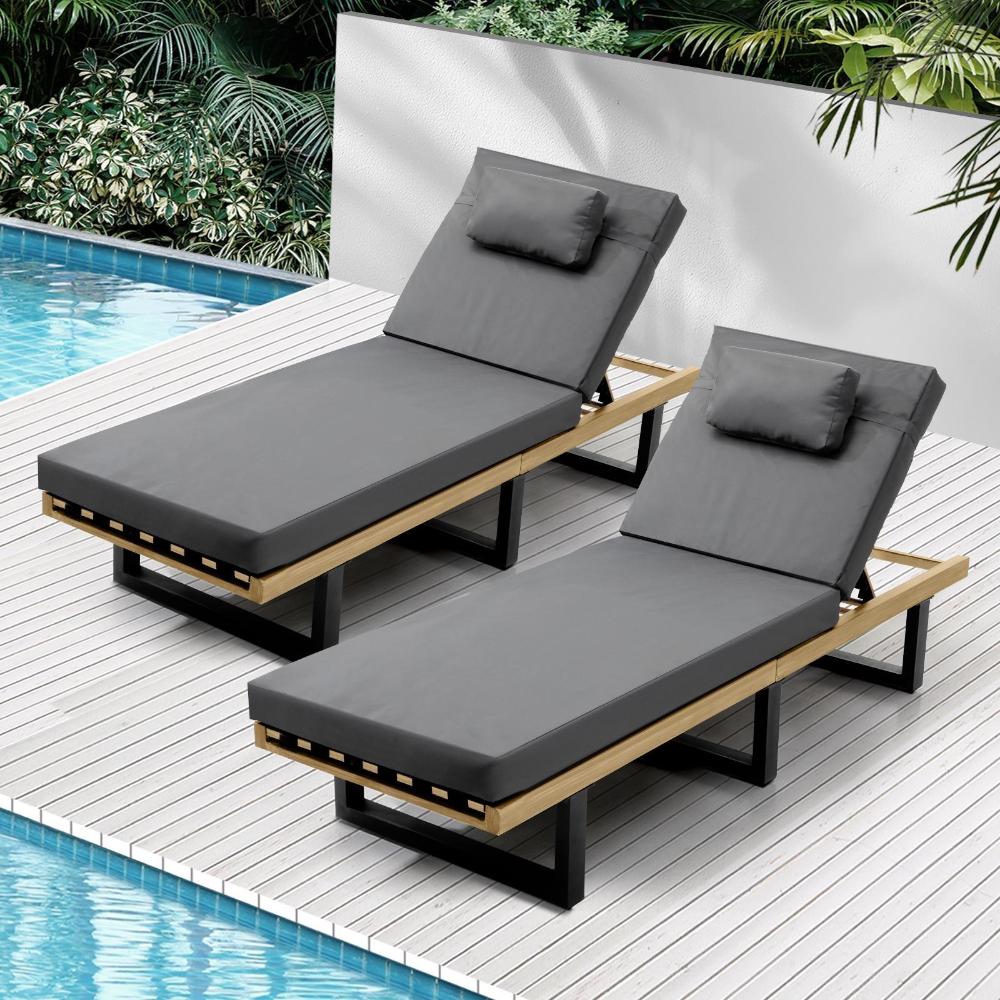 Livsip 2X Sun Lounger Day Bed Outdoor Setting Patio Furniture-Sun Lounge-PEROZ Accessories