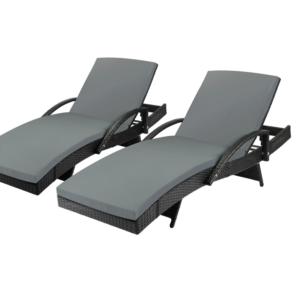 Livsip Sun Lounger Wicker Lounge Outdoor Furniture Patio Set Day Bed Cushion 2X-Sun Lounges-PEROZ Accessories