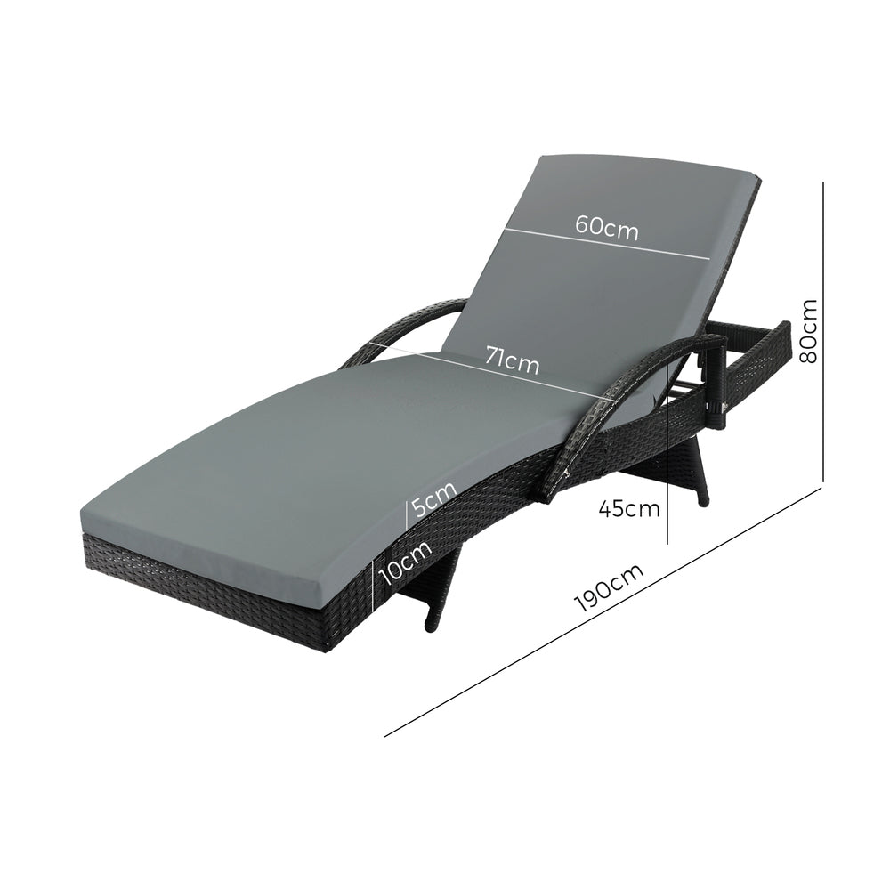 Livsip Sun Lounger Wicker Lounge Outdoor Furniture Patio Set Day Bed Cushion 2X-Sun Lounges-PEROZ Accessories
