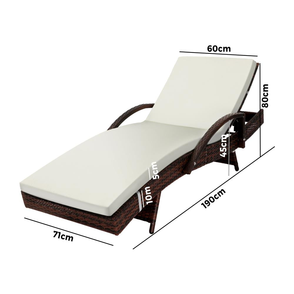 Livsip Outdoor Furniture Sun Lounge Rattan Wicker Lounger Sofa Patio Day Bed 2X-Sun Lounge-PEROZ Accessories