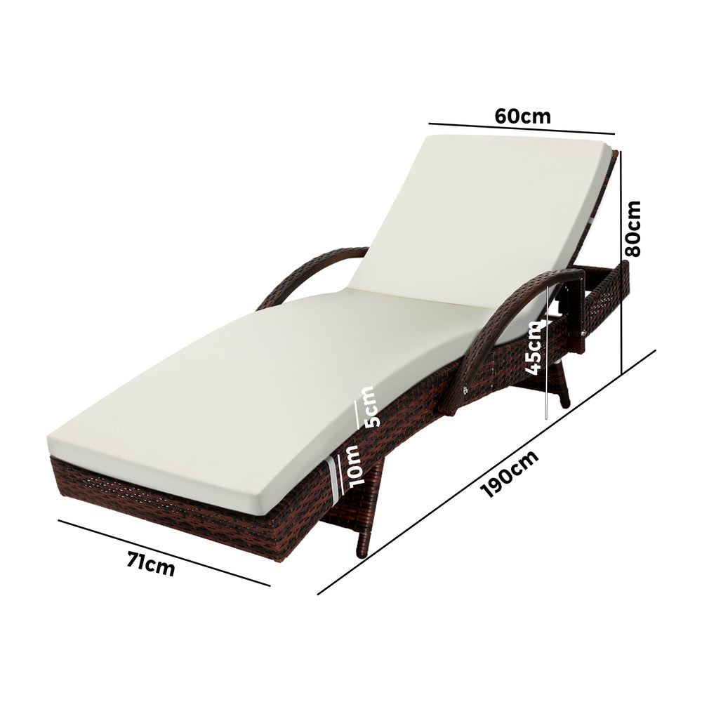 Livsip Outdoor Furniture Sun Lounge Rattan Wicker Lounger Sofa Patio Day Bed 2X-Sun Lounges-PEROZ Accessories