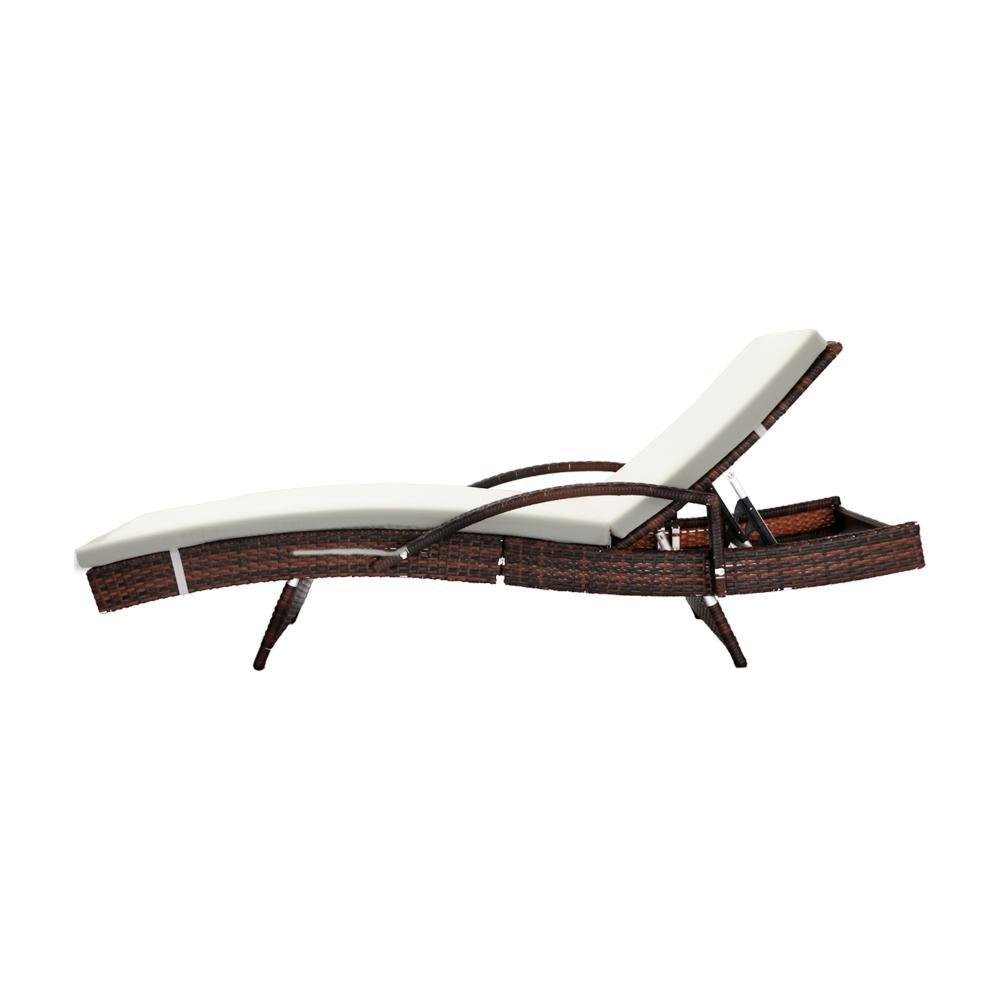 Livsip Outdoor Furniture Sun Lounge Rattan Wicker Lounger Sofa Patio Day Bed 2X-Sun Lounge-PEROZ Accessories