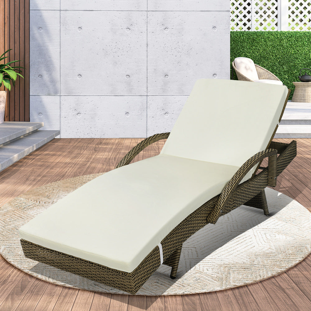 Livsip Sun Lounger Wicker Lounge Day Bed Sofa Outdoor Patio Set Pool Furniture-Sun Lounges-PEROZ Accessories