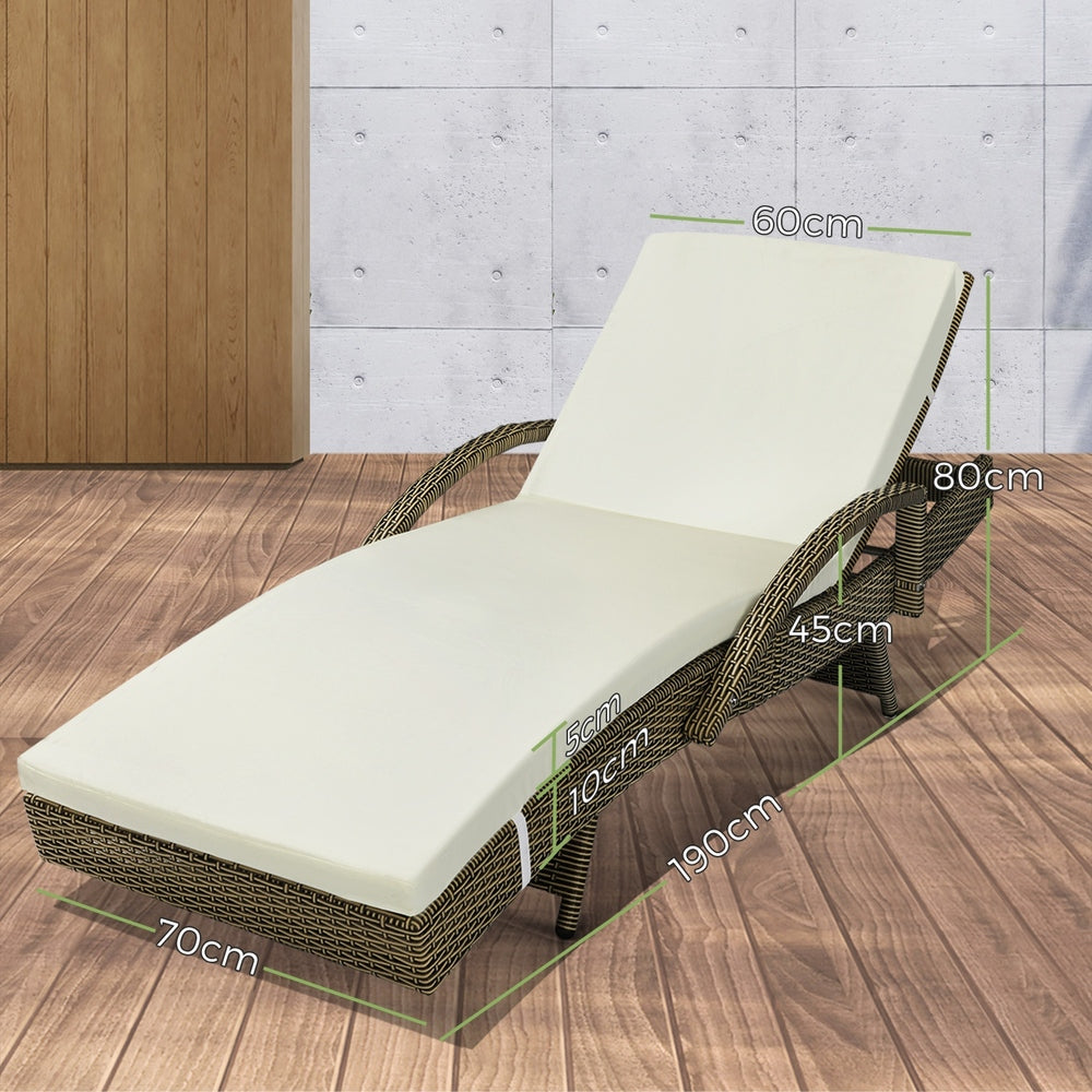 Livsip Sun Lounger Wicker Lounge Day Bed Sofa Outdoor Patio Set Pool Furniture-Sun Lounges-PEROZ Accessories