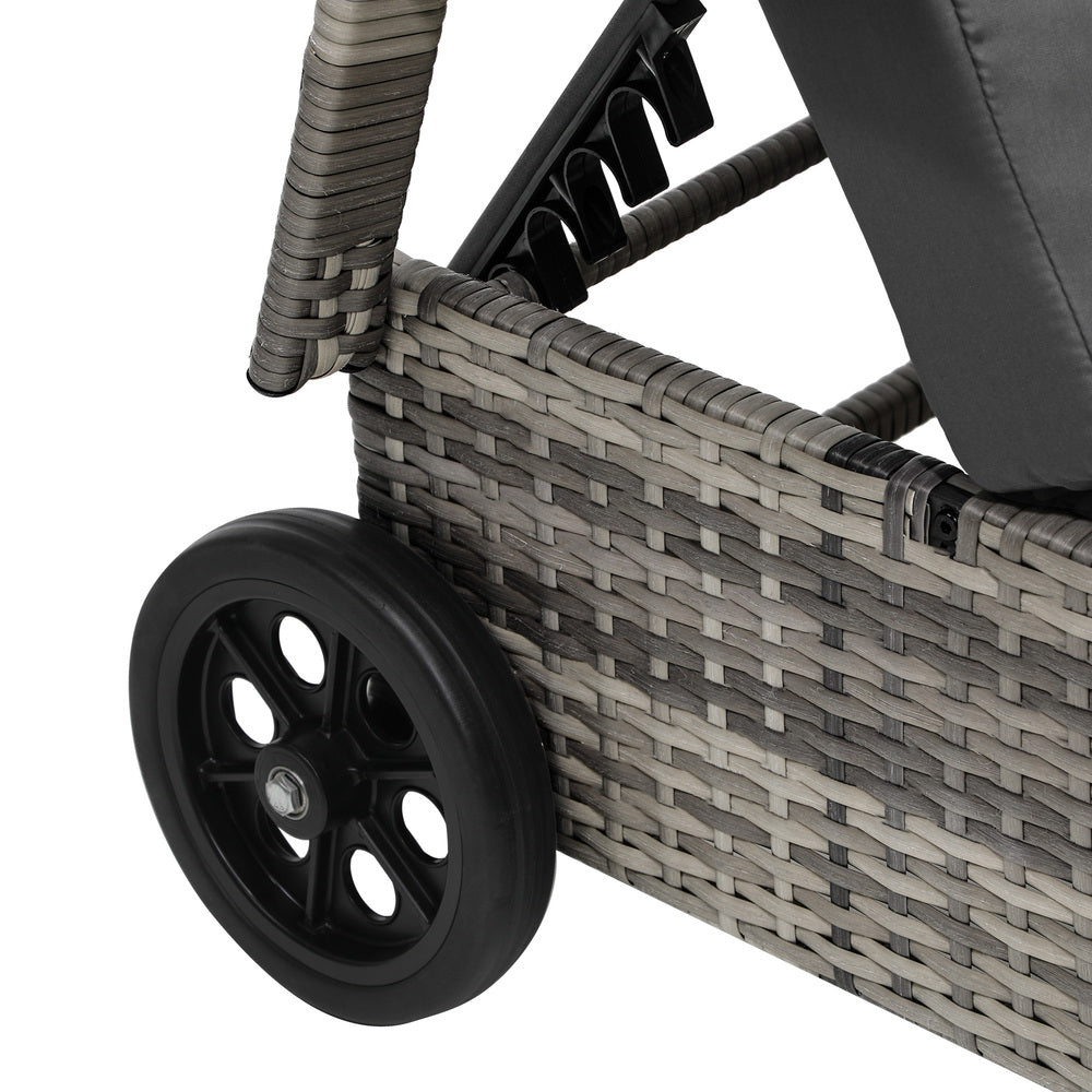 Livsip 2x Sun Lounge Adjustable Backrest Wicker Grey-Sun Lounge-PEROZ Accessories