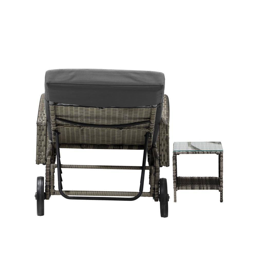 Livsip Sun Lounger Wheeled Day Bed with Table Patio Outdoor Setting Furniture-Sun Lounge-PEROZ Accessories