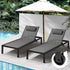 Livsip 2pc Sun Lounge with Aluminium Frame and Wheels Removable Day Bed Outdoor Furniture Garden Patio Lounge-Sun Lounge-PEROZ Accessories