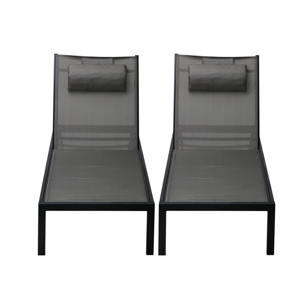 Livsip 2pc Sun Lounge with Aluminium Frame and Wheels Removable Day Bed Outdoor Furniture Garden Patio Lounge-Sun Lounge-PEROZ Accessories