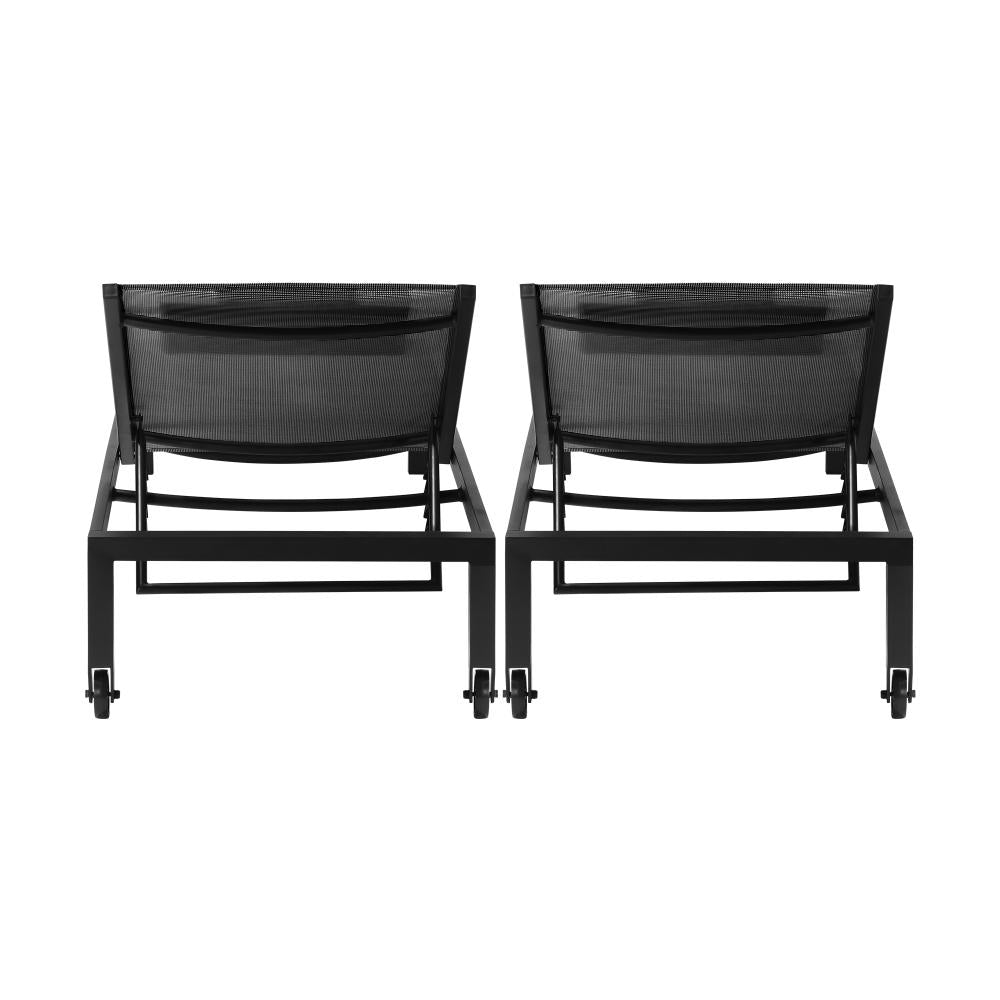 Livsip 2pc Sun Lounge with Aluminium Frame and Wheels Removable Day Bed Outdoor Furniture Garden Patio Lounge-Sun Lounge-PEROZ Accessories