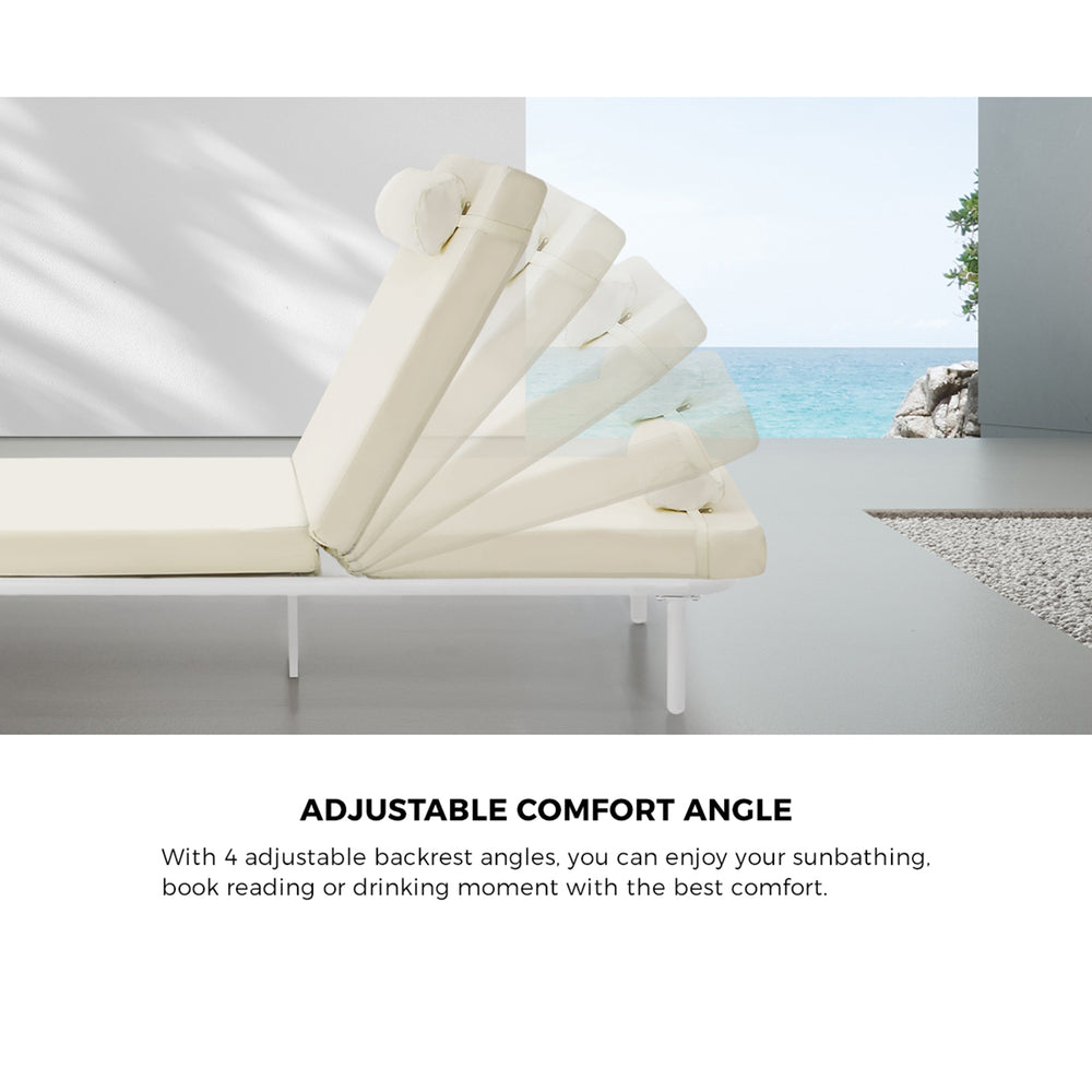 Livsip 3PCS Sun Lounge Outdoor Lounger Set Table Chairs Beige-Sun Lounge-PEROZ Accessories