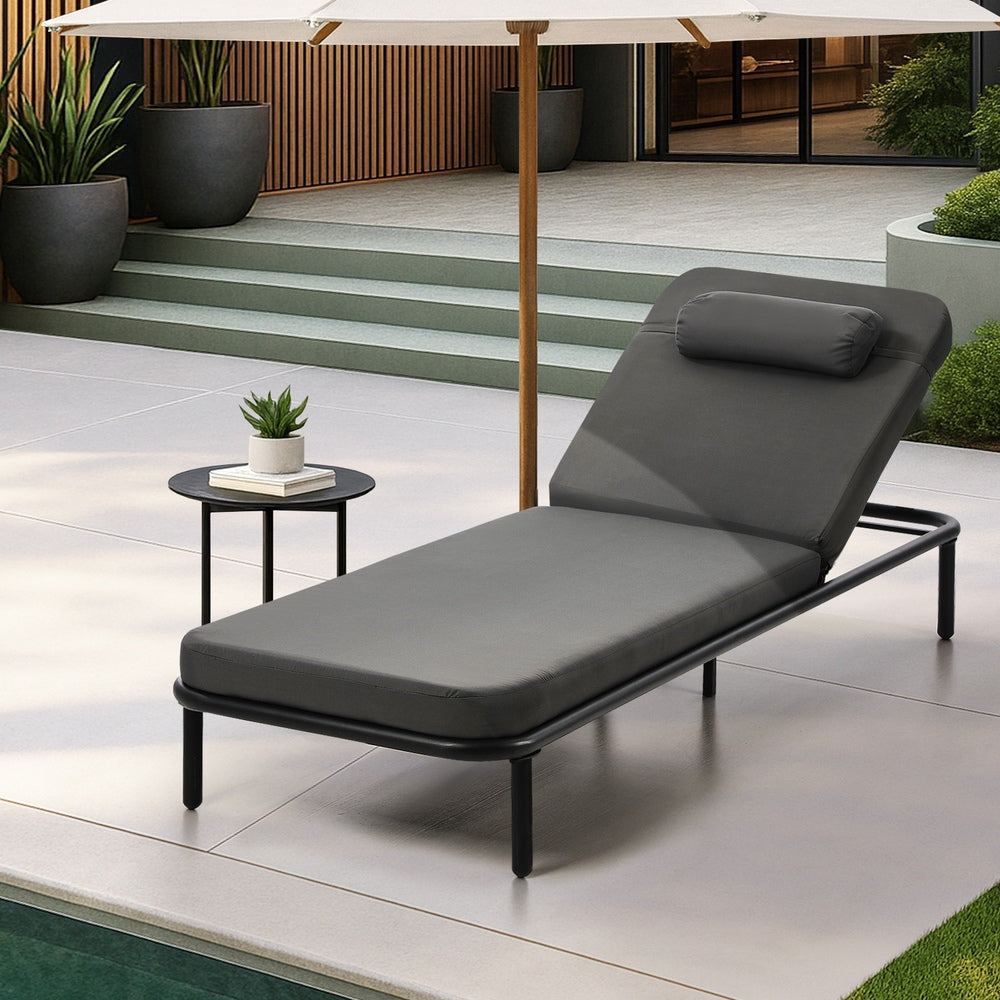 Livsip Sun Lounge Outdoor Patio Furniture Setting Grey-Sun Lounge-PEROZ Accessories