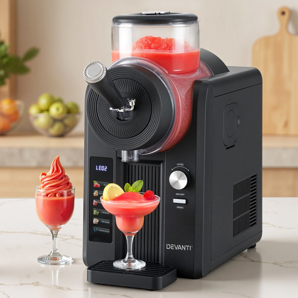 Devanti 2L Slushie Machine Ice Cream Maker Frozen Smoothies Milkshakes Black-Appliances > Kitchen Appliances > Ice Makers-PEROZ Accessories