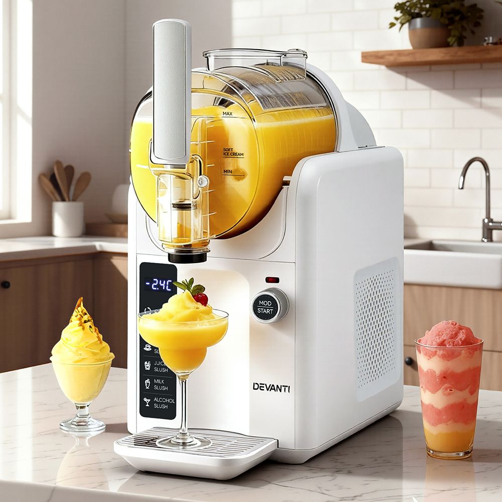 Devanti 5in1 Slushie Machine Ice Cream Maker 2L White-Appliances > Kitchen Appliances > Ice Makers-PEROZ Accessories